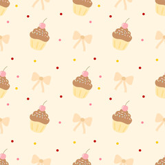 seamless background with cupcakes
