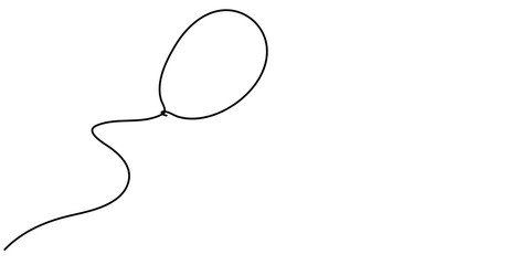 Single line drawing of a balloon, Balloon Editable Continuous Line Icon, Minimal outline design element for print, isolated on white background.