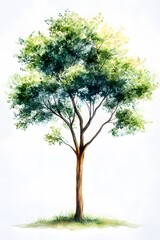 Fototapeta premium A depiction of a single tree in a watercolor style.