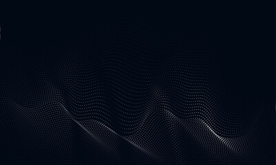 Abstract dark background with white dotted waves,