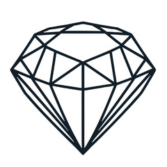 Diamond vector icon featuring geometric outline design on transparent background for branding concept