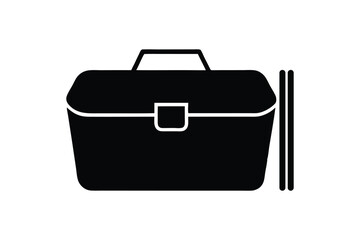 Silhouette art illustration of a lunch box with chopsticks beside it.eps