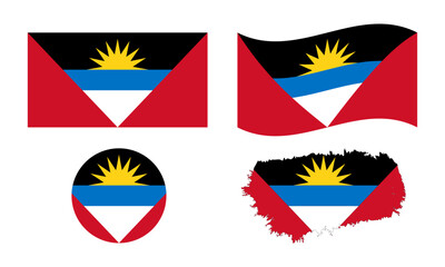 Antigua and Barbuda flag in different shapes