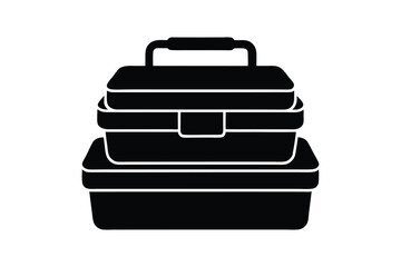 Silhouette art illustration of a stacked lunch box or tiffin carrier.eps