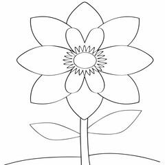 Flower simple and minimal line art illustration on white background