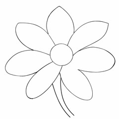 Flower simple and minimal line art illustration on white background