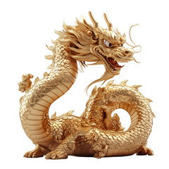 Fototapeta premium Golden dragon on black ground isolated on transparent background