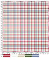 Detailed Plaid Fabric Swatch with Red Blue Green and Beige Colors and Ruler