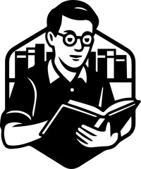 Librarian Book Education School Logo Design Vector Illustration Clean Modern