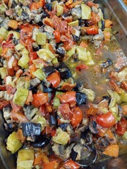 Ratatouille in a metal serving tray