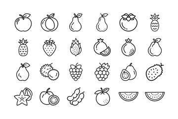 Fresh natural fruits SVG icon set