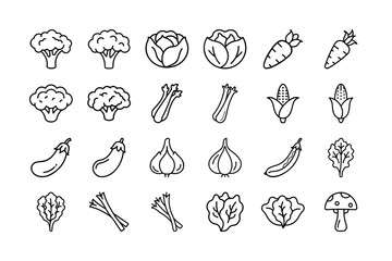 Obraz premium Fresh natural vegetables SVG icon set