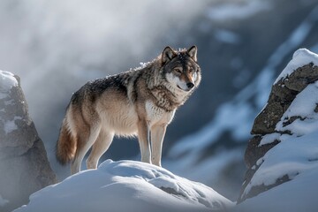 Fototapeta premium Social canine known for its pack behavior, strength, and howling communication