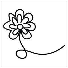 Simple Line Drawing of a Flower Minimalist Botanical Illustration
