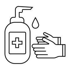 Hand washing icon vector set. Sanitizer bottle, Healthcare wash hands process safety icons. hand wash, Dettol bottle symbol and sign, Vector illustrations.
