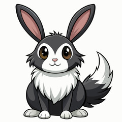 Cute baby bunny cartoon vector illustration with funny ears and a smile