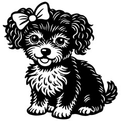 A cute brown puppy dog cartoon character illustration with a happy smile