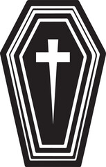 Obraz premium Coffin Shape Silhouette Vector | Dark Black Vector Art Illustration