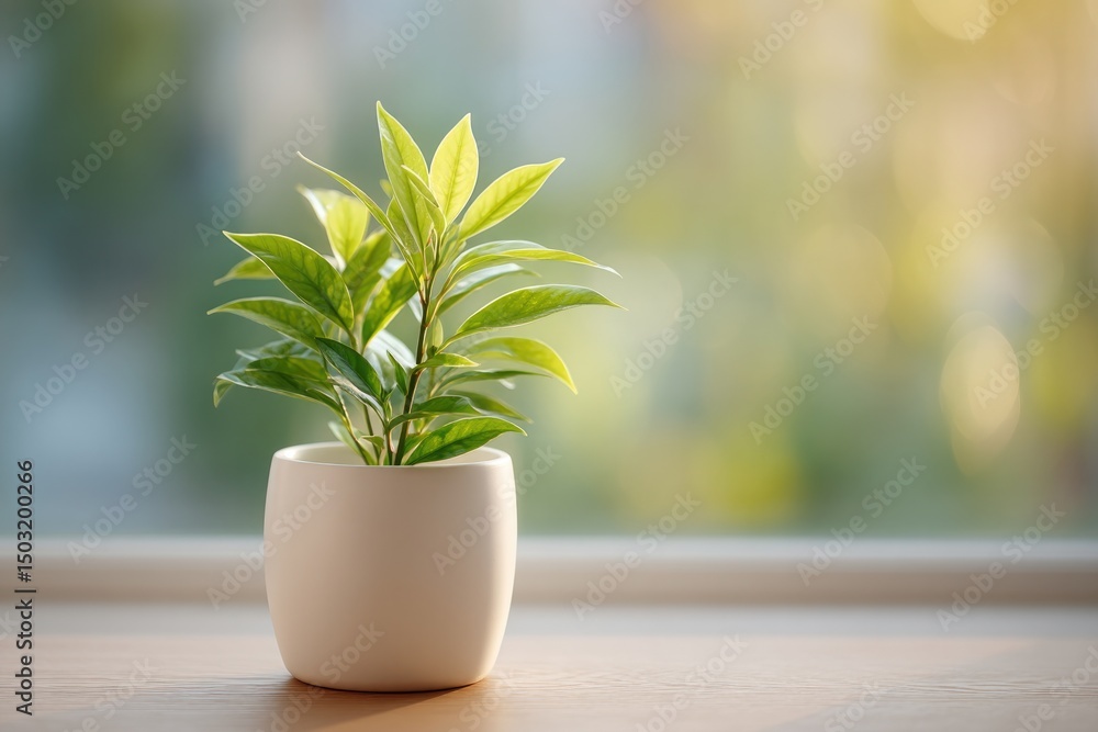 Poster capture serene morning scene with soft sunlight filtering through minimalist window highlighting sin