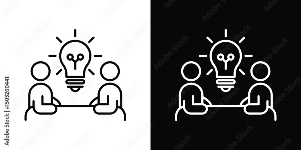 Poster collaborative symbolizing brainstorming icon. containing innovation, problem solving in creative tea