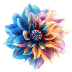 Fototapeta premium Colorful Dahlia Flower, Surreal dark chrome pink and purple flower dahlia macro, isolated on transparent background