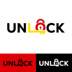 Unlock Wordmark Logo with Padlock Icon
