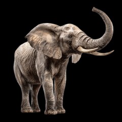 Obraz premium Majestic Elephant Standing Gracefully Against Black Background