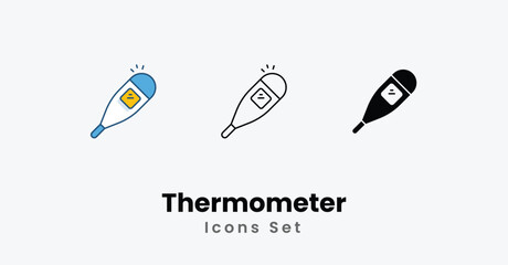 Thermometer Icons thin line and glyph vector icon stock illustration