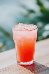 close-up of vibrant summer drink against blurred background