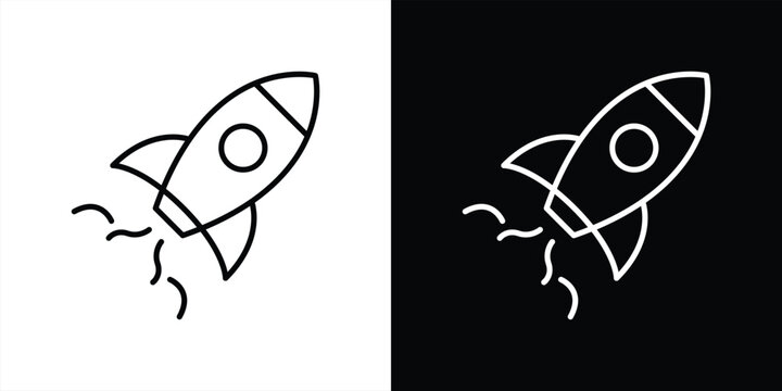 rocket launch icon. containing start up, growth, innovation, launch spaceship thin line icon for your app symbol sign. vector illustration