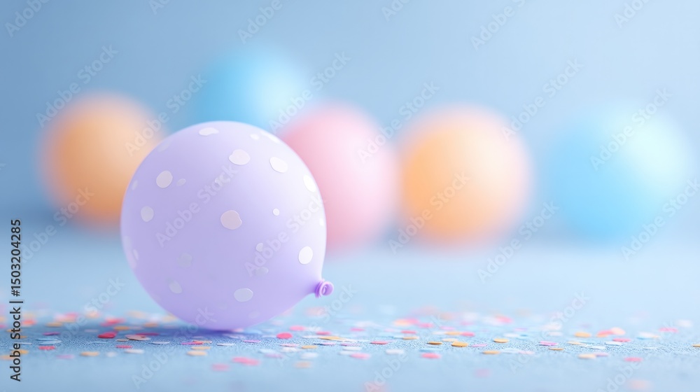 Aufkleber close-up of colorful confetti scattered on smooth minimalistic surface with ample copy space