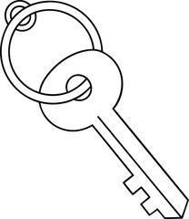 Key with a keyring silhouette vector illustration, black key with a keyring line art vector graphics design, key with a keyring vector logo icon design