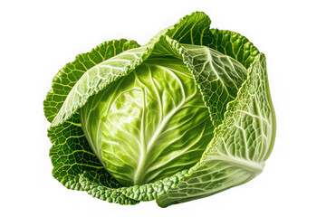 Fresh green savoy cabbage isolated on black background