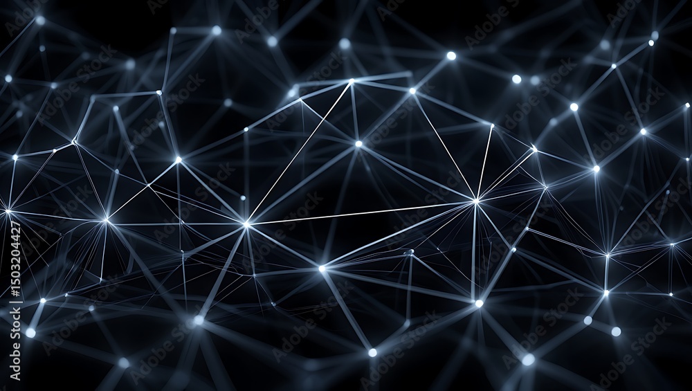 Aufkleber abstract network connections illuminated nodes and interconnected lines