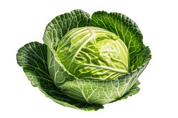 Fresh green cabbage isolated on black background