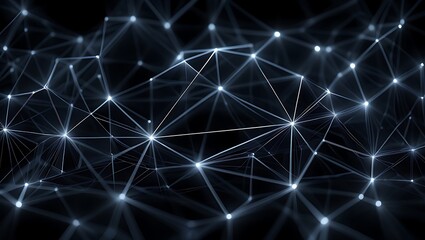 Fototapeta premium Abstract Network Connections Illuminated Nodes and Interconnected Lines