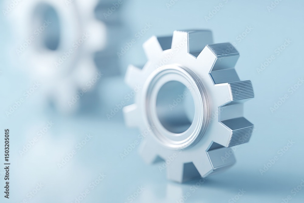 Aufkleber close-up of interconnected gears embodying interaction and connection