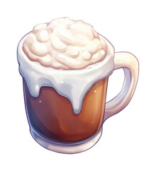 PNG Creamy mug of hot chocolate with whipped topping