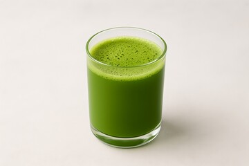 Glass of Fresh Green Juice on Neutral Background