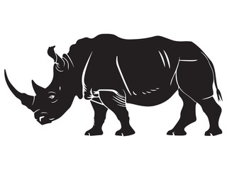 Rhino silhouette vector illustration, Simple silhouette Design vector icon
