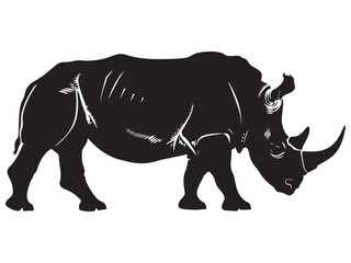 Rhino silhouette vector illustration, Simple silhouette Design vector icon