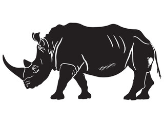 Rhino silhouette vector illustration, Simple silhouette Design vector icon