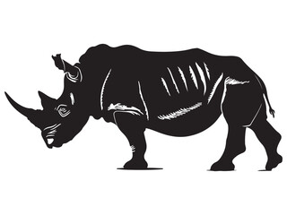 Rhino silhouette vector illustration, Simple silhouette Design vector icon
