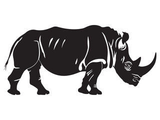 Rhino silhouette vector illustration, Simple silhouette Design vector icon