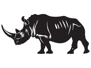 Rhino silhouette vector illustration, Simple silhouette Design vector icon