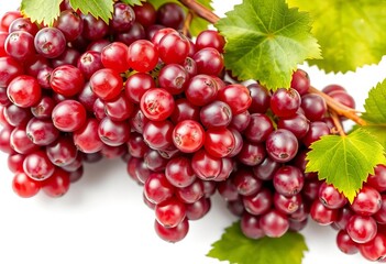 Fototapeta premium Luscious cluster of ripe red grapes, isolated on white background, healthy, red