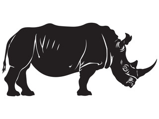 Rhino silhouette vector illustration, Simple silhouette Design vector icon