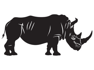 Rhino silhouette vector illustration, Simple silhouette Design vector icon