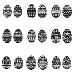 Easter Eggs Silhouette Vector, Eggs Vector illustration set, Easter colorful eggs set