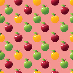 seamless pattern with apples flat vector illustration.